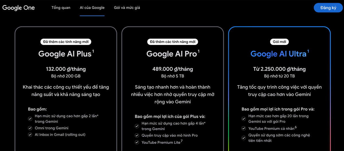 A comparison chart illustrating the storage benefits of Google One compared to Google Workspace.